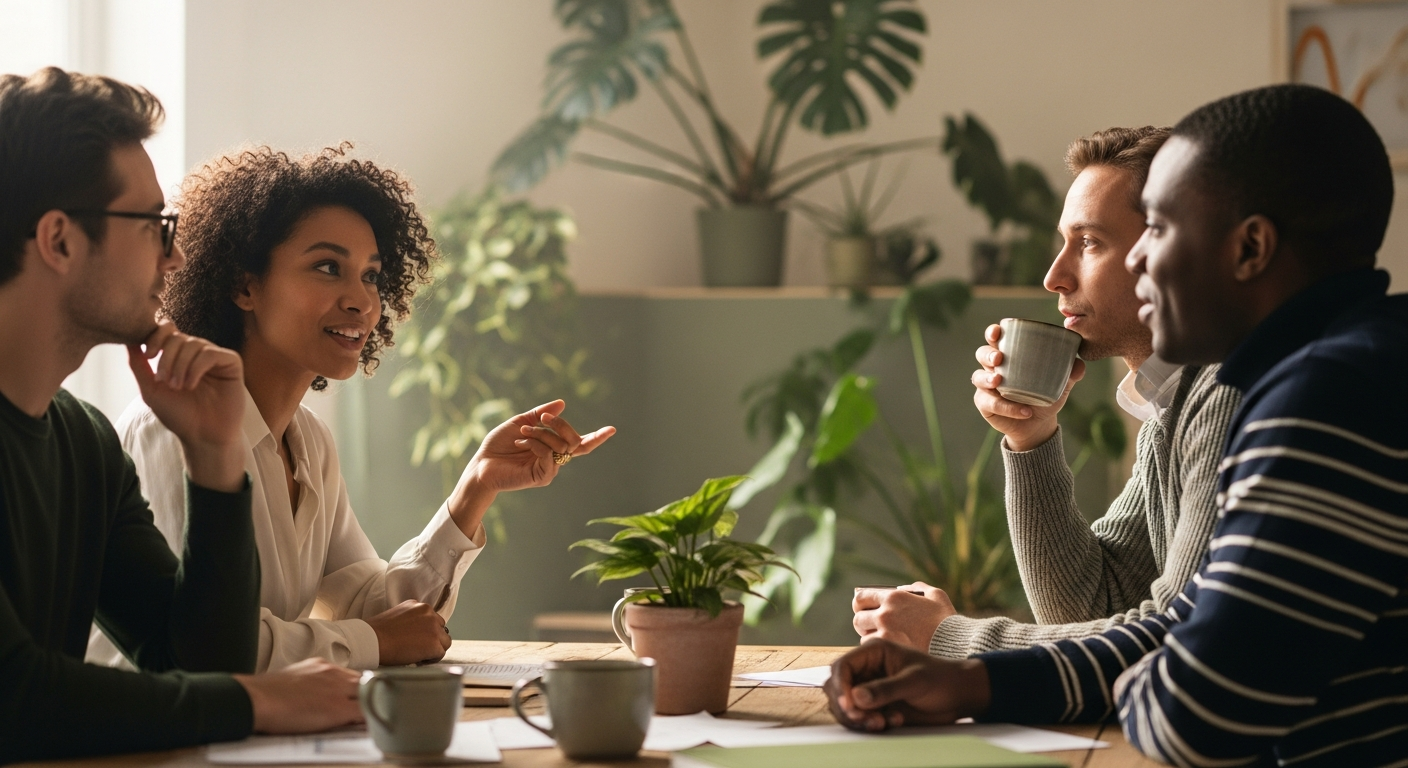 Diverse professionals in gesprek